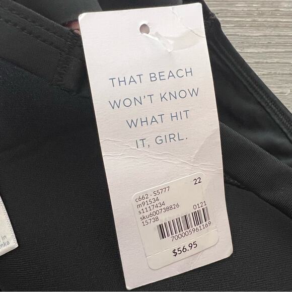 NWT cacique black bikini swim top ruffle off the shoulder sz 22 - Picture 6 of 6